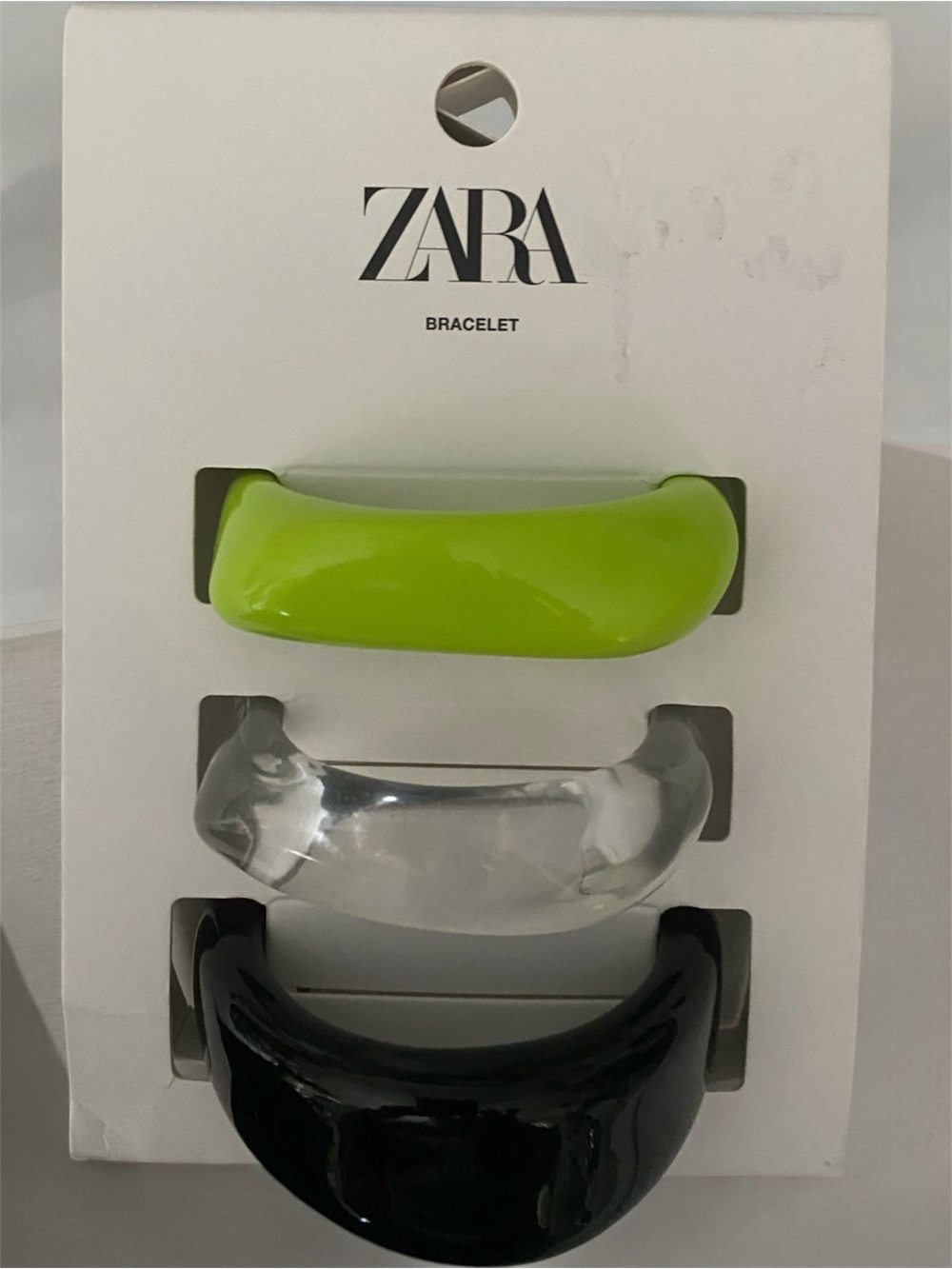 ZARA Three-Piece Bracelet Set — Lime, Clear & Black